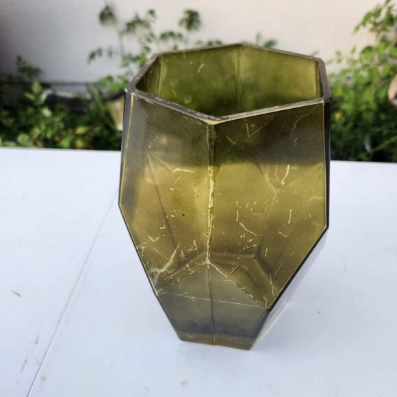 Beautiful Vintage Green Hexagon Vase Terrarium Decor Mid Century Modern Rustic F - Picture 5 of 16